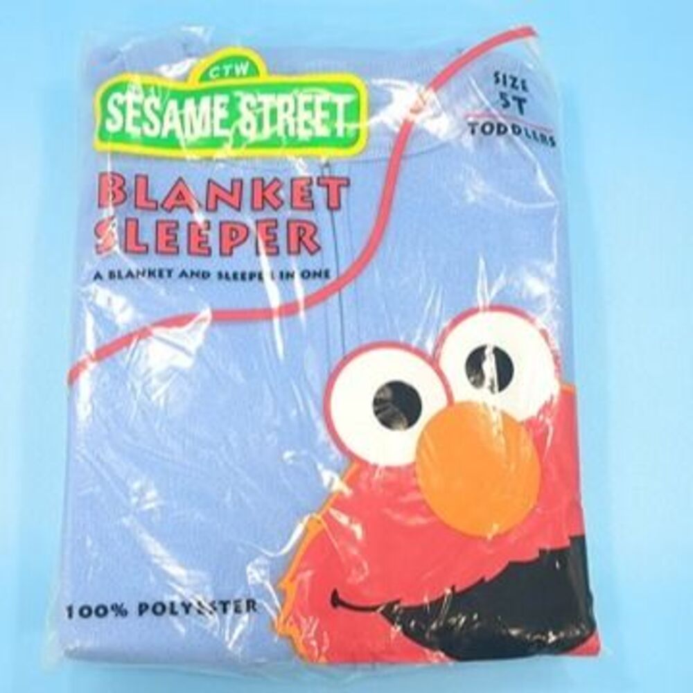 Sesame Street Footed Blanket Sleeper Pajamas Size 5 Toddler PJs Blue 1990’s